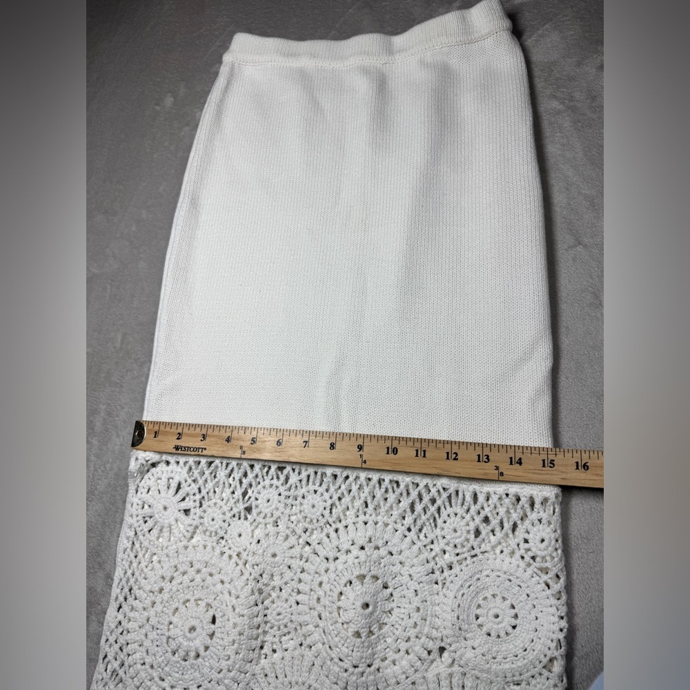 Anthropologie House of Harlow Crochet 100% Cotton Boho Midi Off White Skirt XS - Picture 9 of 16